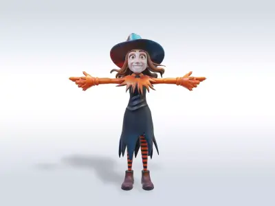 Adorable Witch Character Halloween 3D model