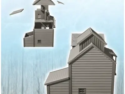 Double mining buildings with footbridge 16 - Cowboy USA America  3D print model