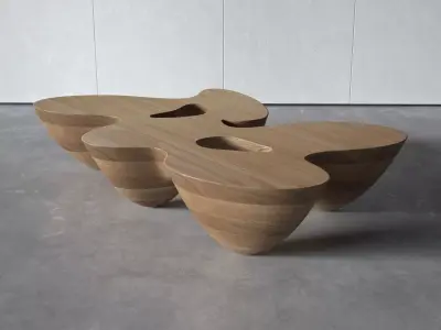 Quark5E coffee table made of wood 3D model