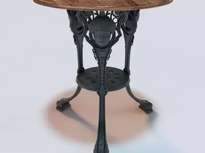 Traditional Girls head cast iron table 3D model