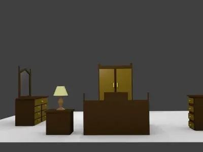 bedroom furniture set Free low-poly 3D model