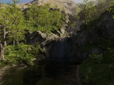 Small Waterfall Scene 3D model