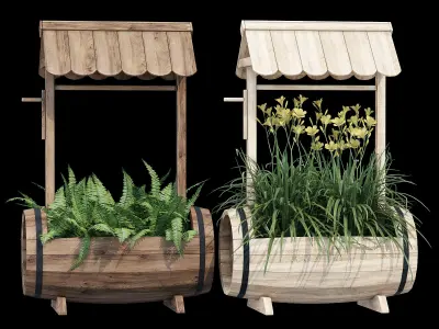 Litteral Wood Barrel Planter 3D model