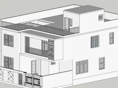 Modern house  Low-poly 3D model