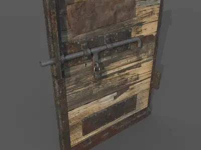 Western Prison Jail Door Low Poly PBR Free Low-poly 3D model