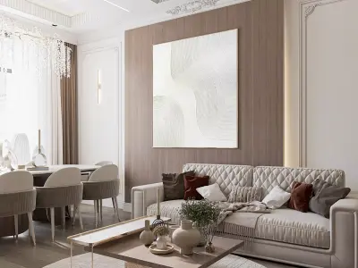 Classic livingroom and kitchen design 3D model