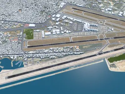 Beirut Rafic Hariri Airport 10km Low-poly 3D model