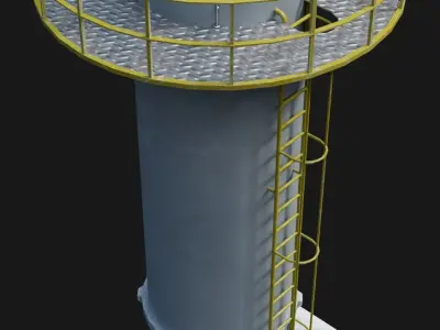 Modern factory chimney Low-poly 3D model