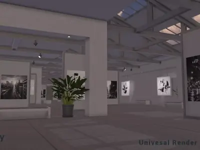 Modular Art Gallery 01 Unity Asset Low-poly 3D model