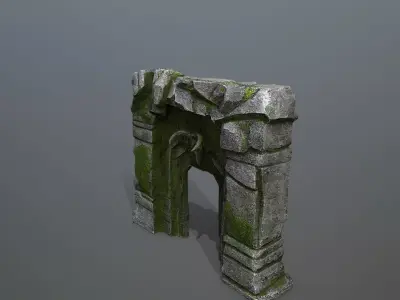 old gate Low-poly 3D model 5