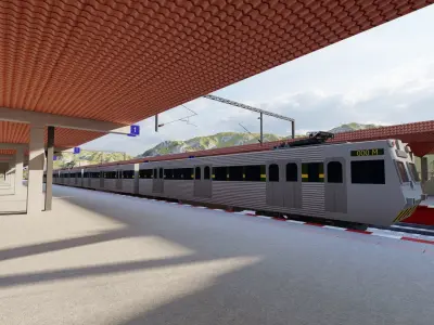 Train Station 3D Model-Realistic Train Station Scene 3D model