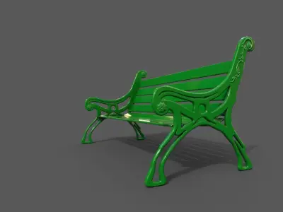 Street Bench Low-poly 3D model