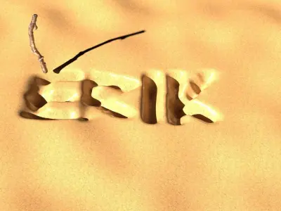 Drawing With Tree Branch In The Sand 3D model