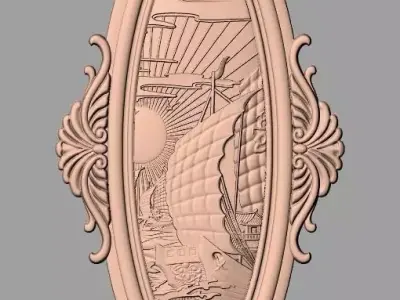 European style flower 3D relief STL Model for cnc engraving E100 3D model