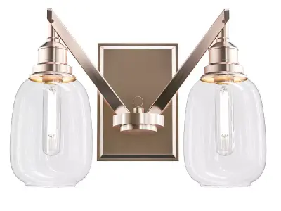 Untitled two light wall sconce with clear glass globes 3D model
