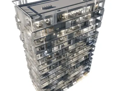Modern office building 02 3D model