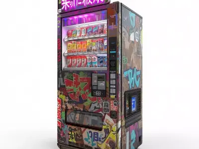 Cyberpunk Graffiti Vending Machine 3D Model Low-poly 3D model