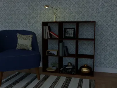 Reading area Low-poly 3D model