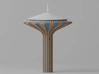 Cartoon Water Tower Riyadh Saudi Arabia Low-poly 3D model