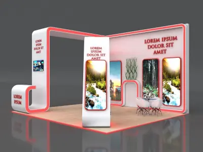 Booth Exhibition Stand Stall 6x7m Height 450 cm  Side Open 3D model