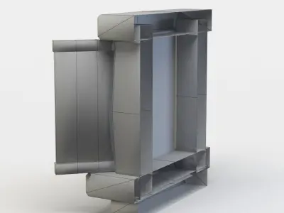 Window metal door with glass Low-poly 3D model