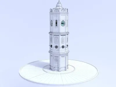 Clock tower Low-poly 3D model purchase