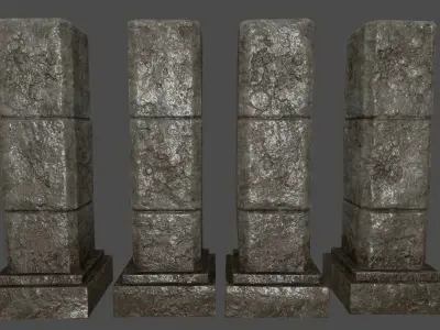 ruin set stone block Low-poly 3D model