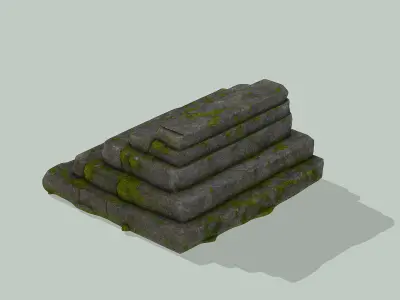 Stone staircase Low-poly 3D model