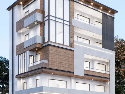 Exterior Corner 200 sqyard Elevation 3D model