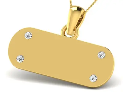 Pendants Collection gold heart pendant with two diamonds 3D print model