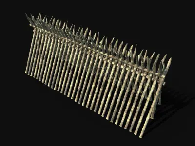 BAMBOO PALISADE FENCE WALLS SURVIVAL GUARD FORT CONSTRUCTION AAA Low-poly 3D model