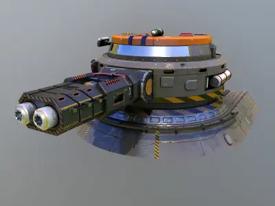 Sci-Fi heavy plasma turret Low-poly 3D model