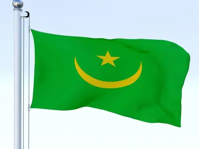 Animated Mauritania Flag Low-poly 3D model
