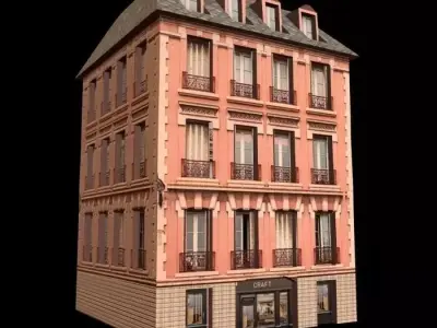 Building in paris Low-poly 3D model