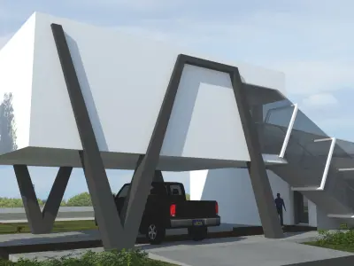 House modern in woods 3D model