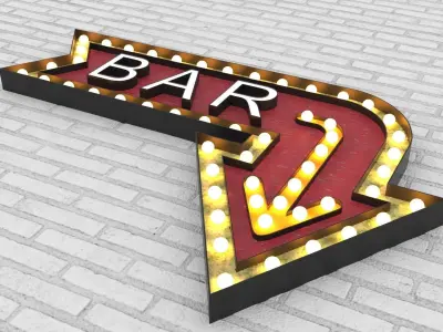 Large  Up Letters Light Bar Sign 3D model