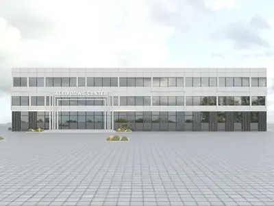 Modern school Building Exterior scene 3D model