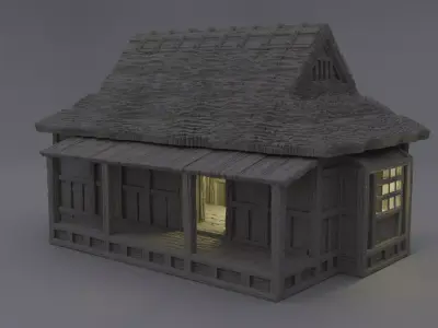 Samurai Cottage Tabletop Terrain 28 MM 3D print model