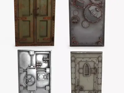 Rusted Metal Bunker Door Collection 3D Model Pack