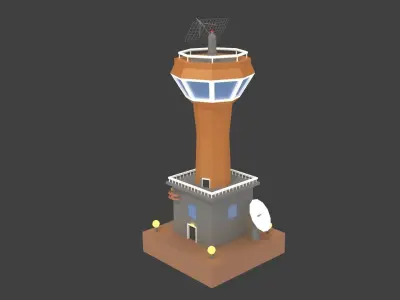 Low Poly Cartoony Space Colony Tower Low-poly 3D model