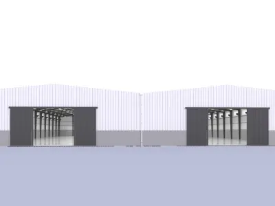 building hangar industrial 2 - 48m X adjustable length - 3D model