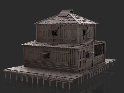 Fantasy Wooden House - Jungle Hut 6 3D model