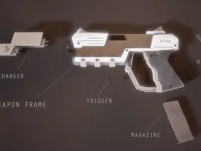 Sci-fi Futuristic Combat Pistol Low-poly 3D model