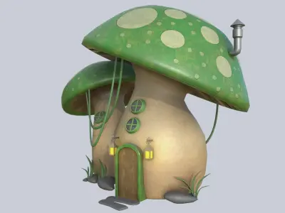 Mushroom house Low-poly 3D model