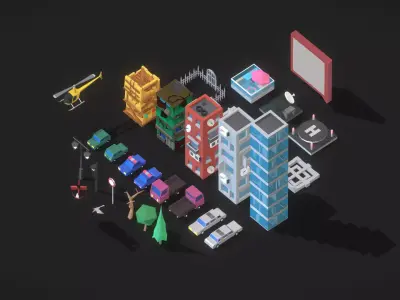 Lowpoly city set 3D model