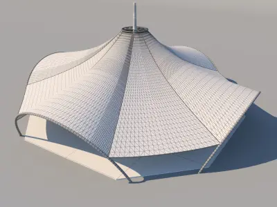 Cafe with Membran Canopy 3D model