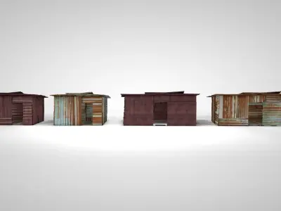 Rusty Barracks PACK Low-poly 3D model