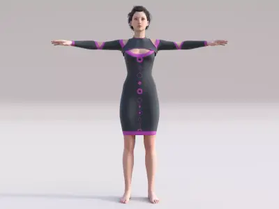 Hot Sci-Fi Outfit Clothing Dress Low-poly 3D model