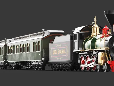  Full Detailed Locomotive Steam Train 
