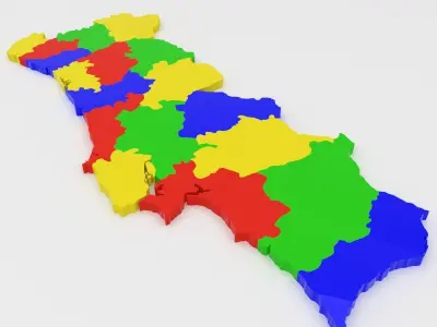 Map of Portugal Low-poly 3D model